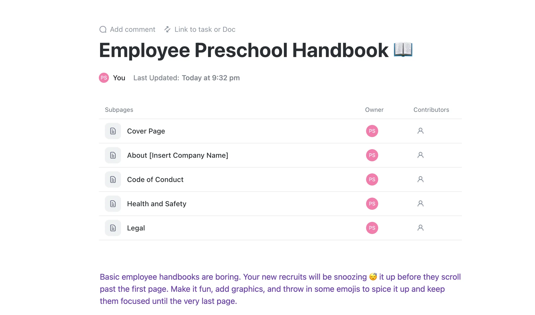 Manual para empleados de preescolar