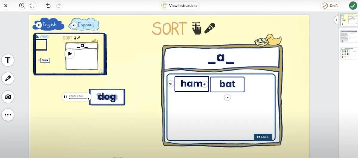Tampilan editor Seesaw