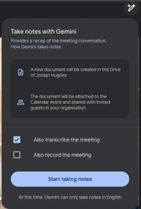 Activez la prise de notes avec Gemini