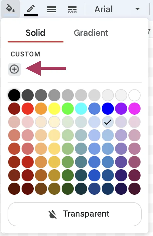 เพิ่มสีที่กำหนดเองให้กับรูปร่างใน Google Docs