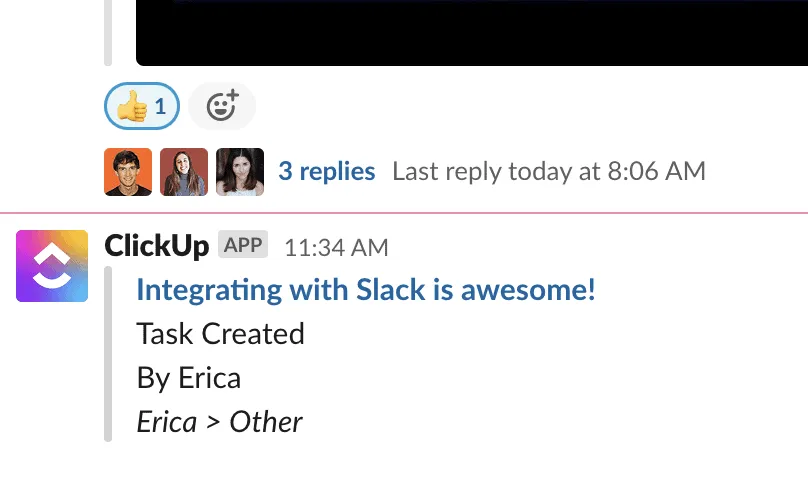 รับการอัปเดตงานจาก ClickUp บน Slack