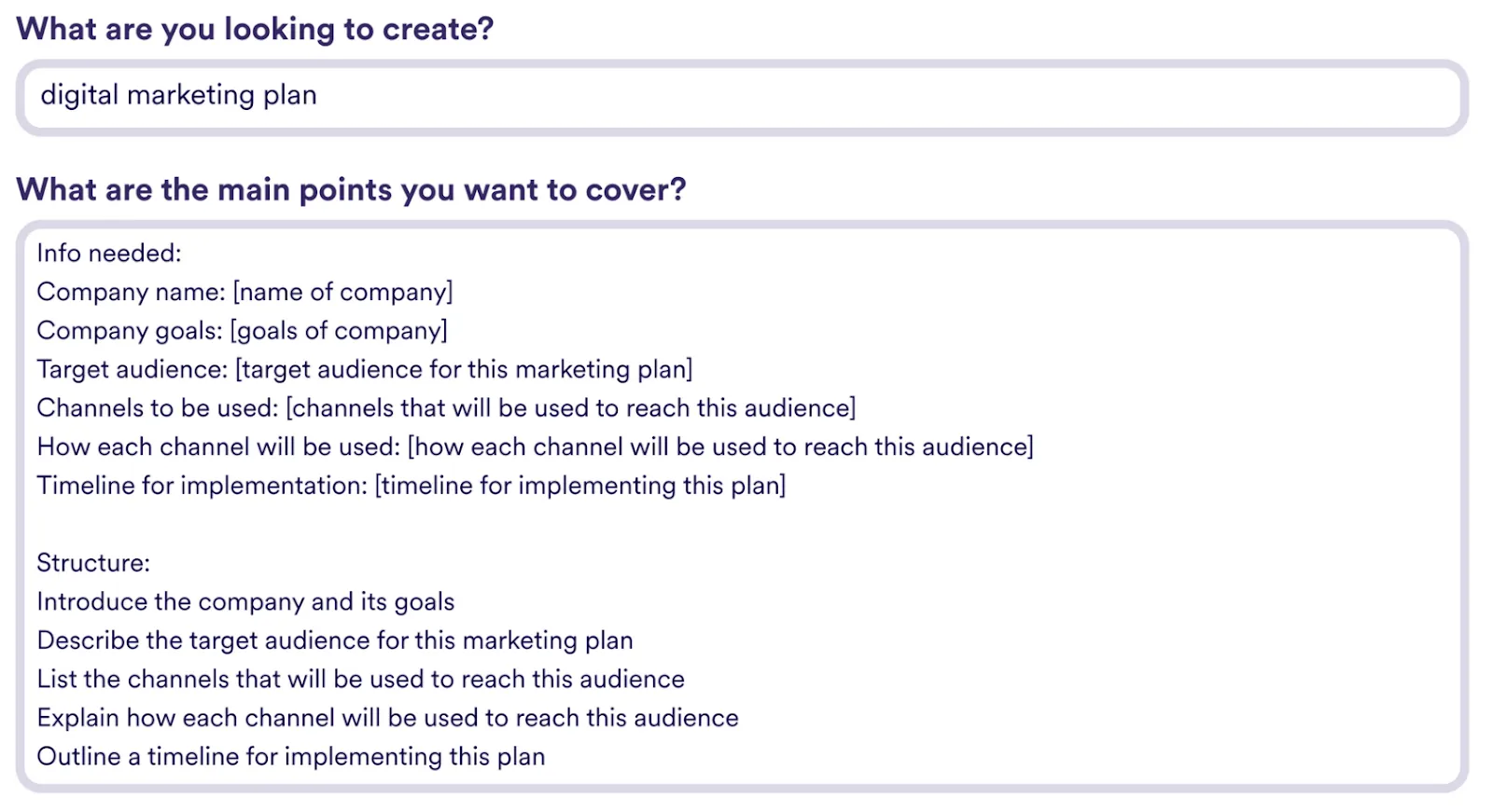 Modelo de plano de marketing digital