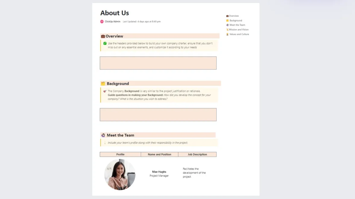 Modello wiki ClickUp