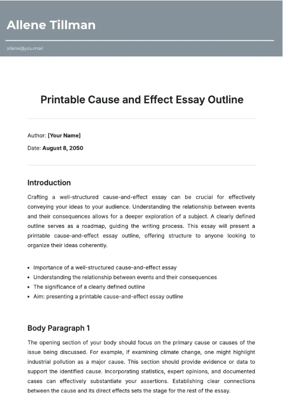Template.net Modèle de plan de dissertation sur les causes et les effets