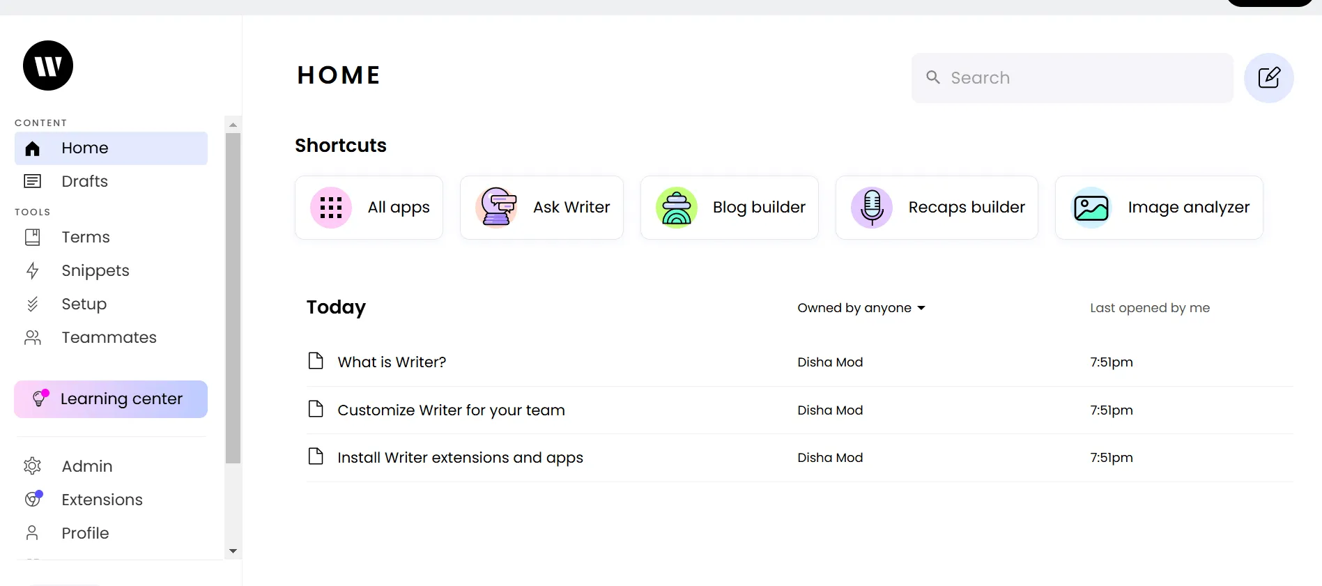 Panel de control del escritor: Redactor de blogs con IA