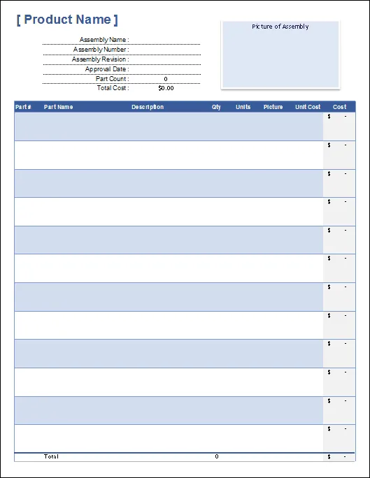 Template Daftar Bahan oleh Vertex42: template daftar bahan
