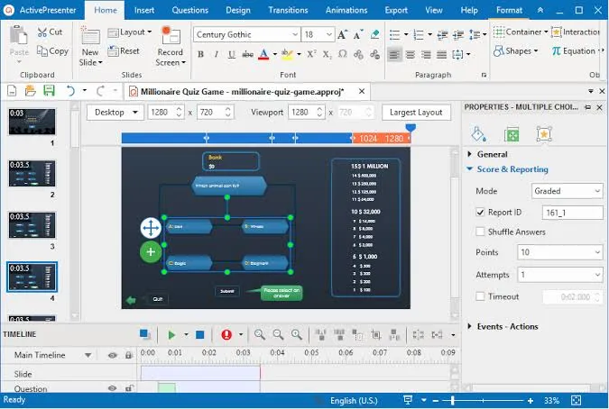 ActivePresenter: grabador de pantalla gratuito sin marcas de agua.