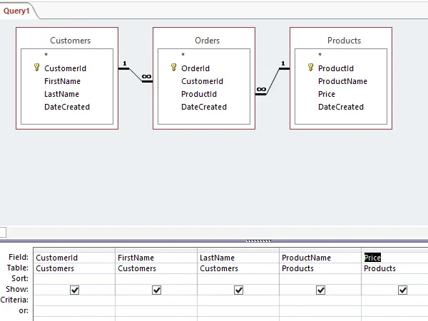 Microsoft Query Designer