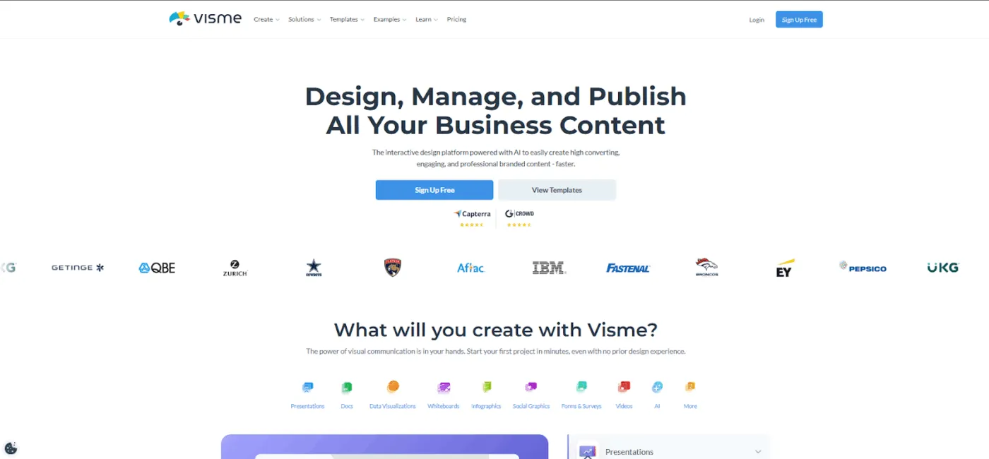 Visme - Gamma ai alternatifi