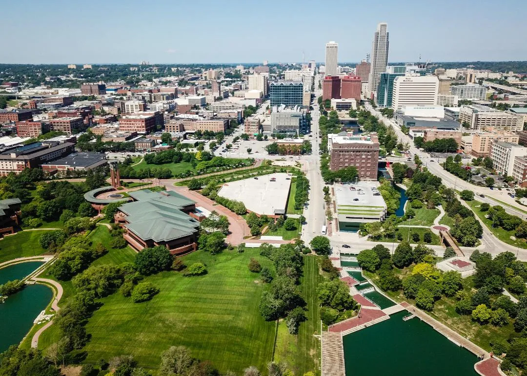 Vue aérienne d'Omaha en été