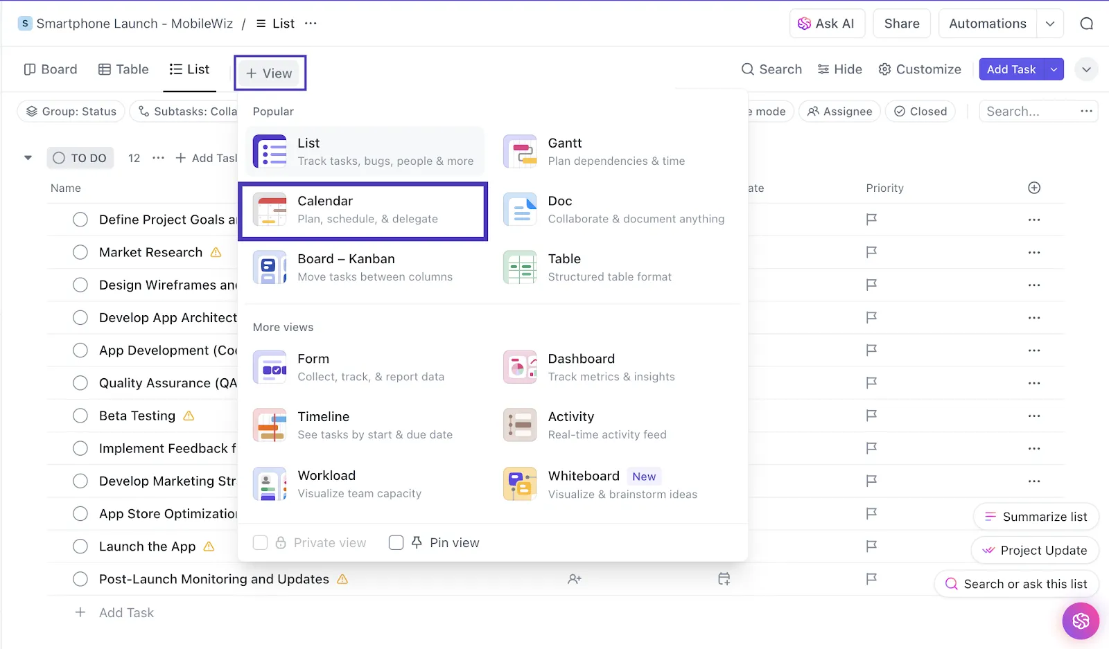 A ClickUp naptárnézete Hogyan dolgozzon otthonról