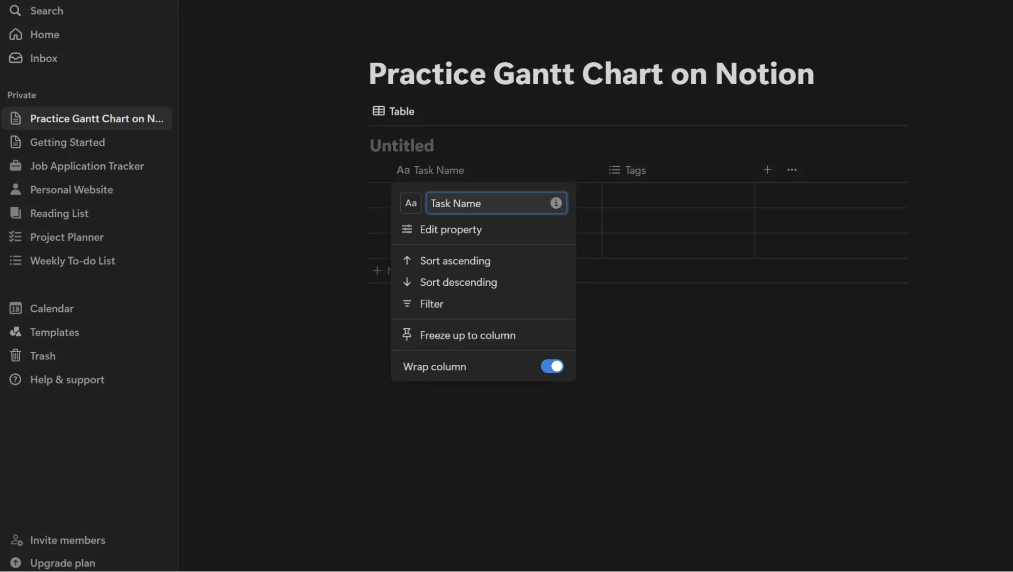 Các bước để tạo biểu đồ Gantt trên Notion