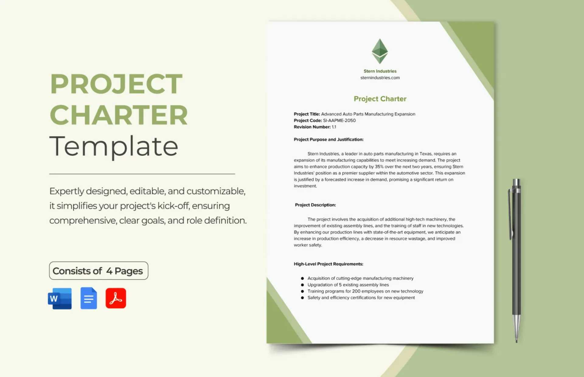 Modelo de carta de projeto da Template.net