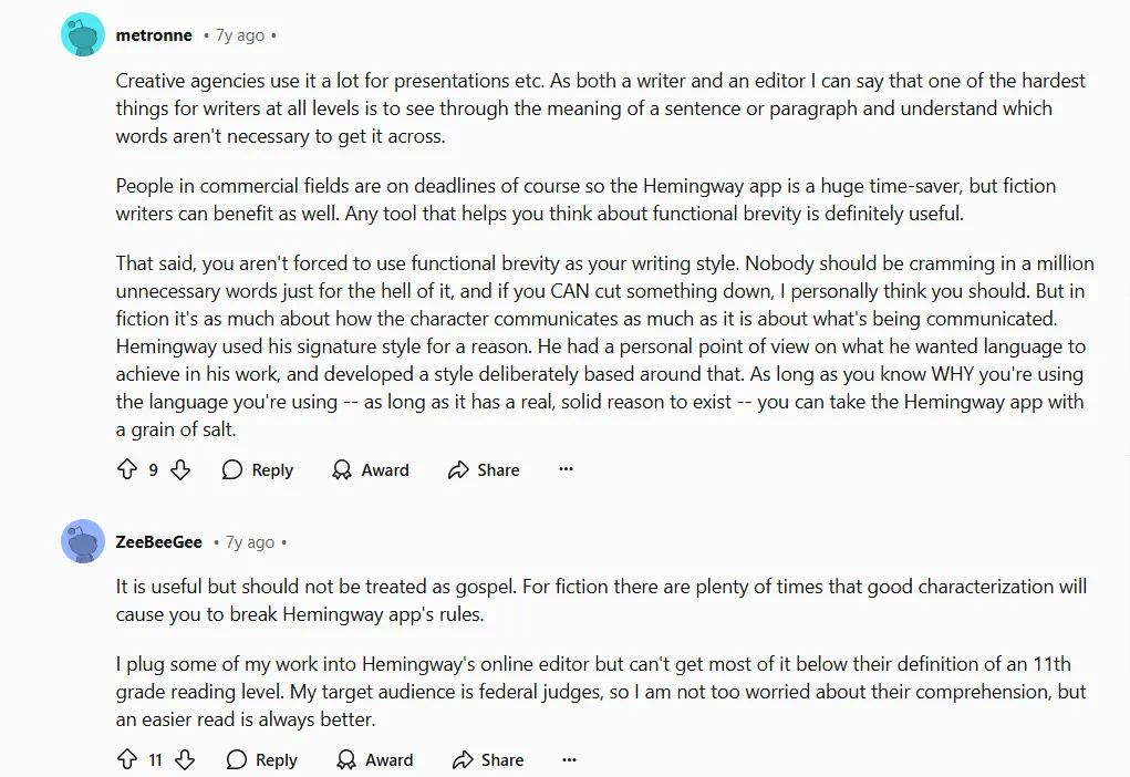 Reddit-Rezension – Hemingway