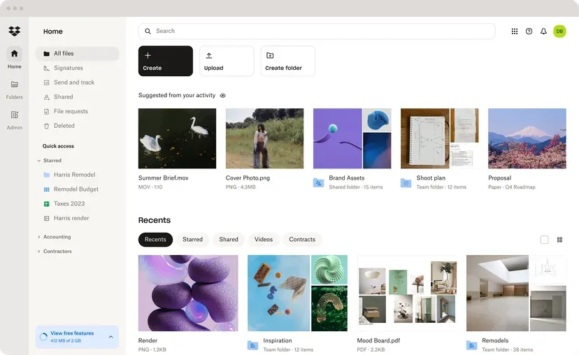 Dropbox: organizador de archivos con IA