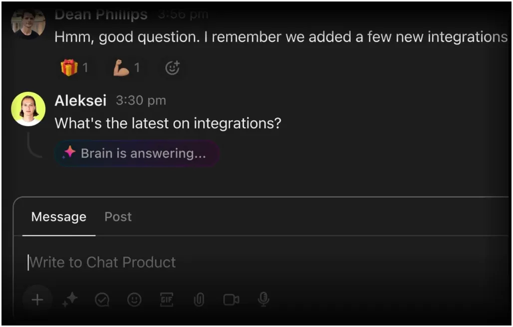 ClickUp Brain no Chat