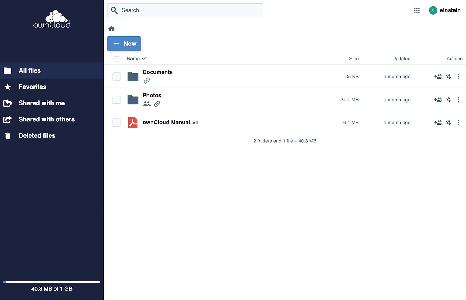 Alternativa ao Google Drive: painel do wnCloud