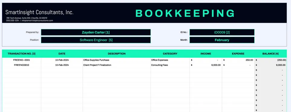 เทมเพลตการทำบัญชี: เทมเพลต Excel สำหรับการทำบัญชี