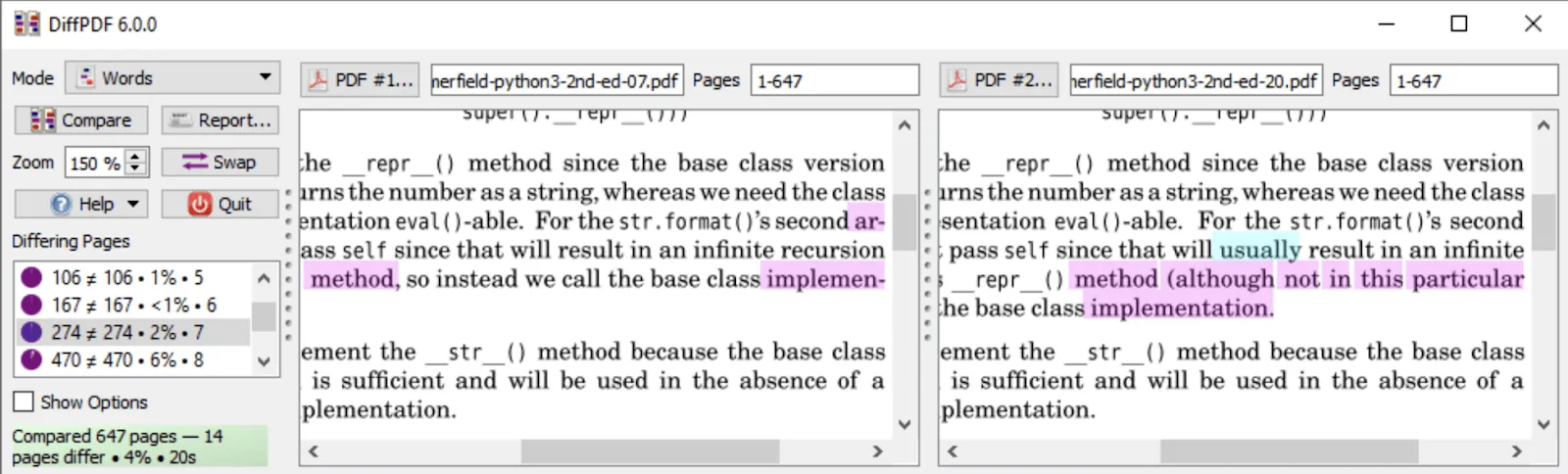 Dokumentenvergleichssoftware von DiffPDF Vergleichstool
