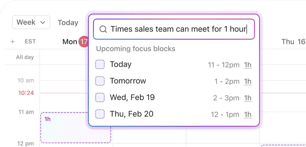 Calendrier ClickUp