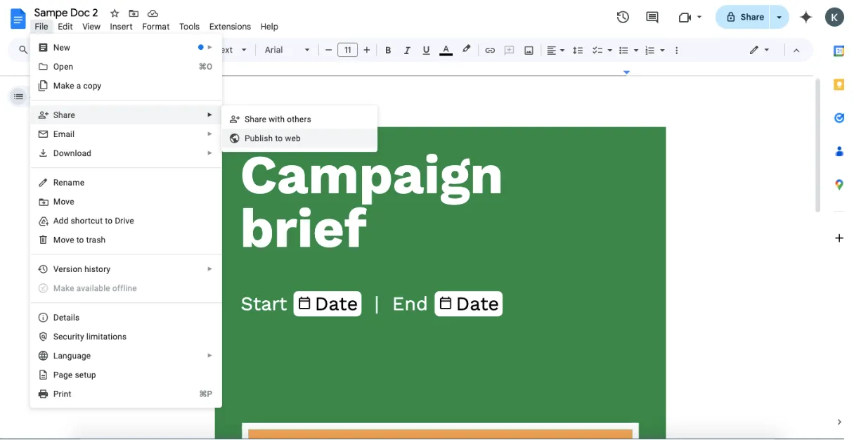 Google Docs 인터페이스