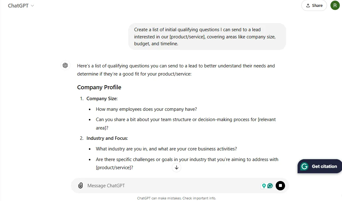 Comment utiliser ChatGPT pour l'équipe commerciale - Qualifier les prospects