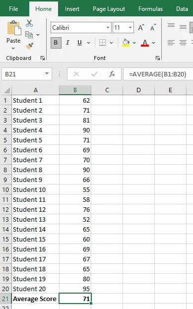 Sayıların ORTALAMASI: Excel hile sayfası