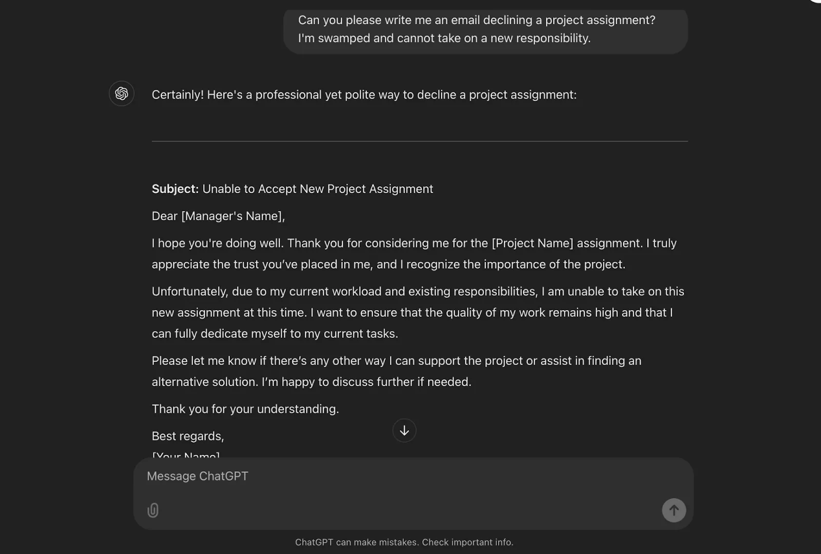 Proyecto «Declining Email Indication»: cómo utilizar ChatGPT para redactar correos electrónicos.