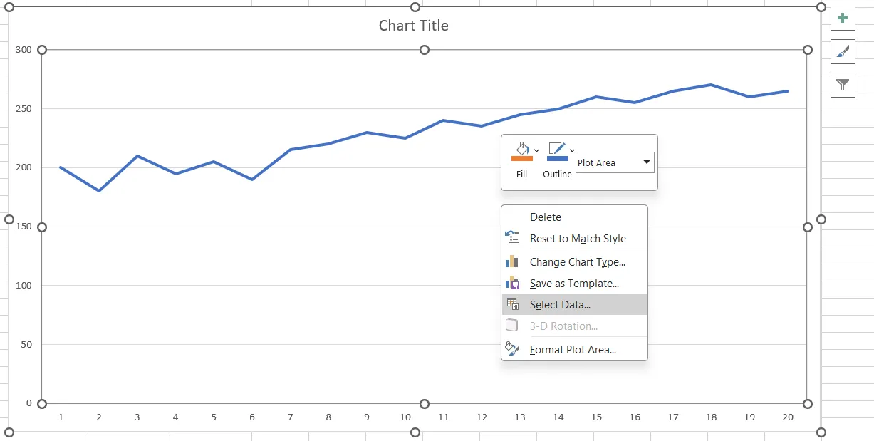 Adicione séries de dados ao gráfico de controle no Excel