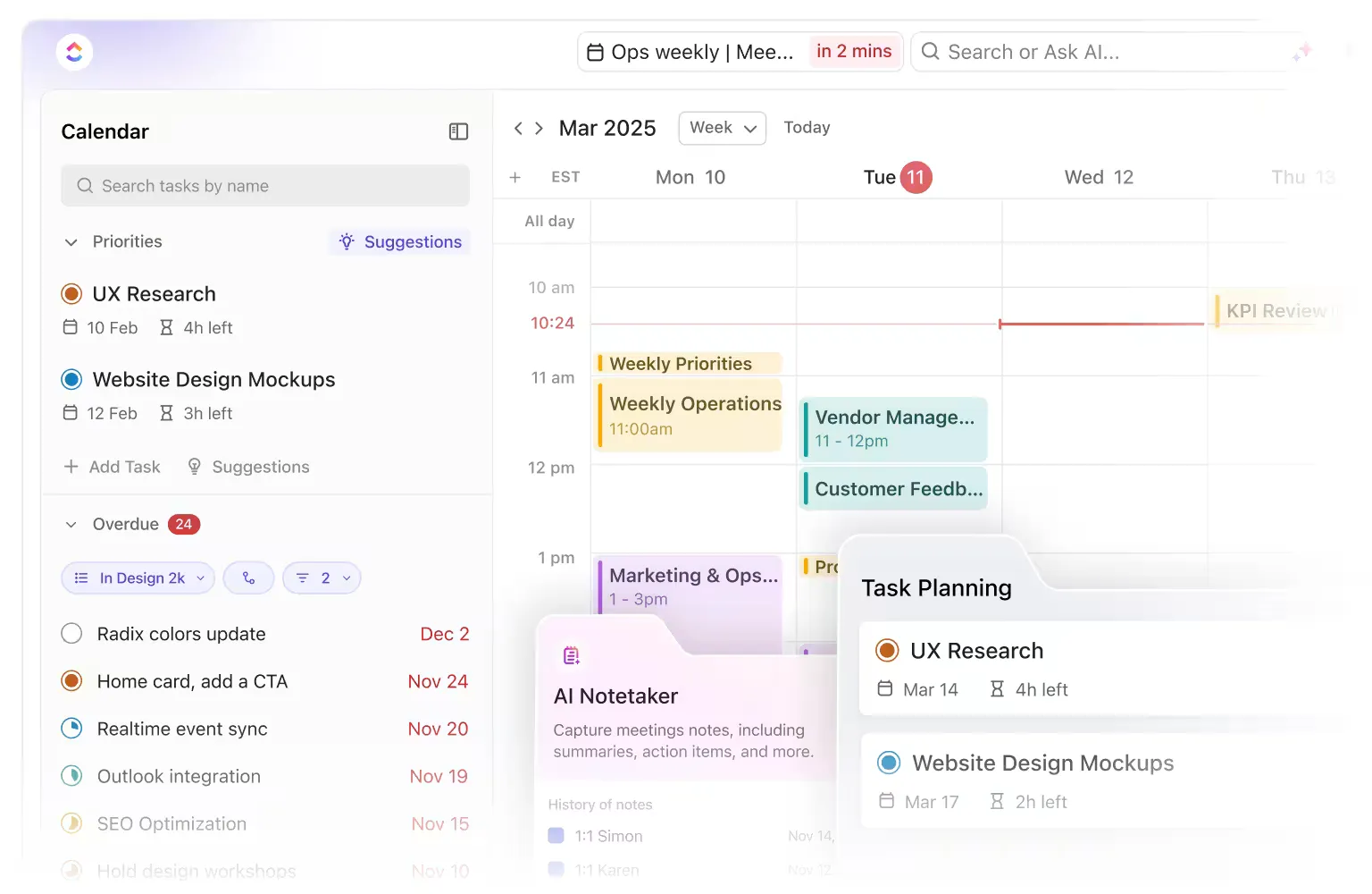 ClickUp Agenda: Google Agenda Gantt-grafiek