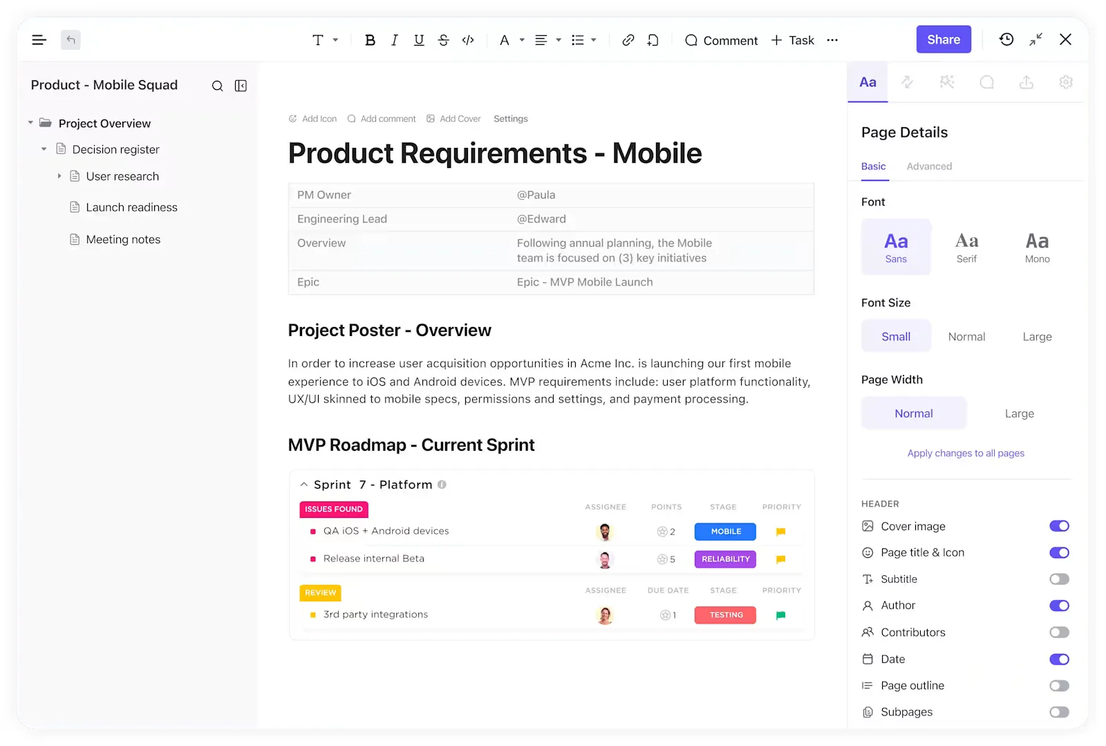 ClickUp Docs: كيفية بناء MMP
