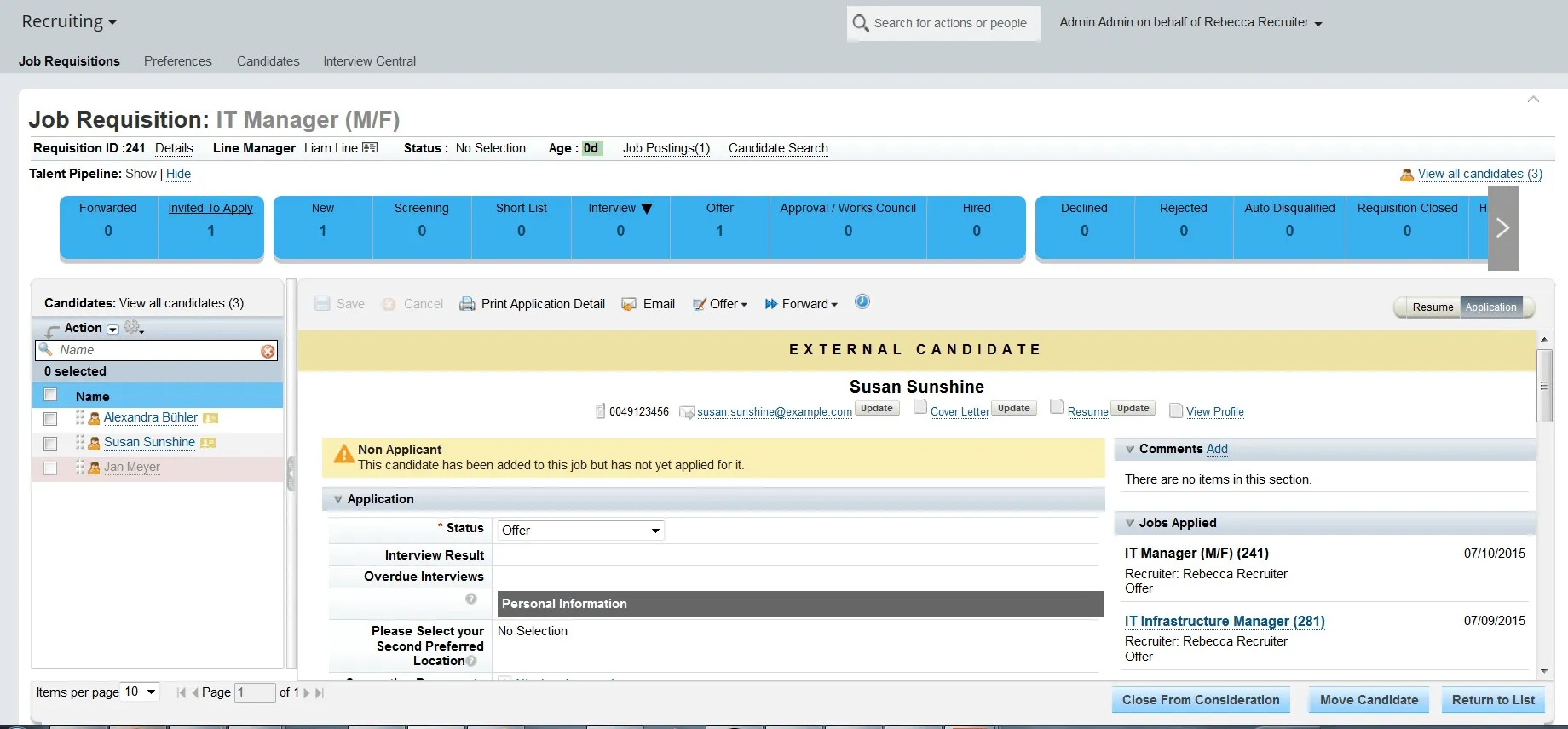 Rozhraní pro zadávání požadavků na pracovní místa od SAP SuccessFactors