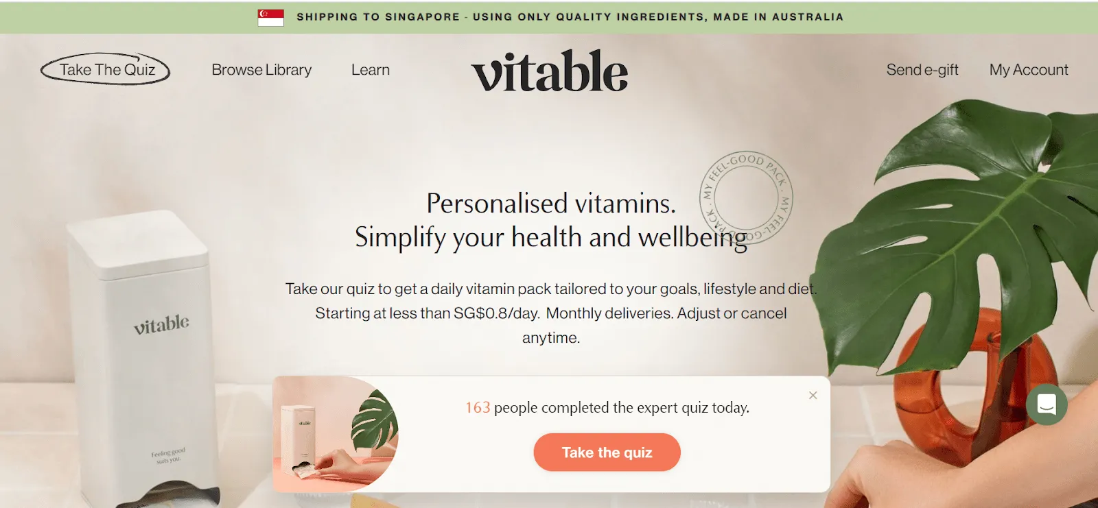 Pagina di destinazione di Vitable
