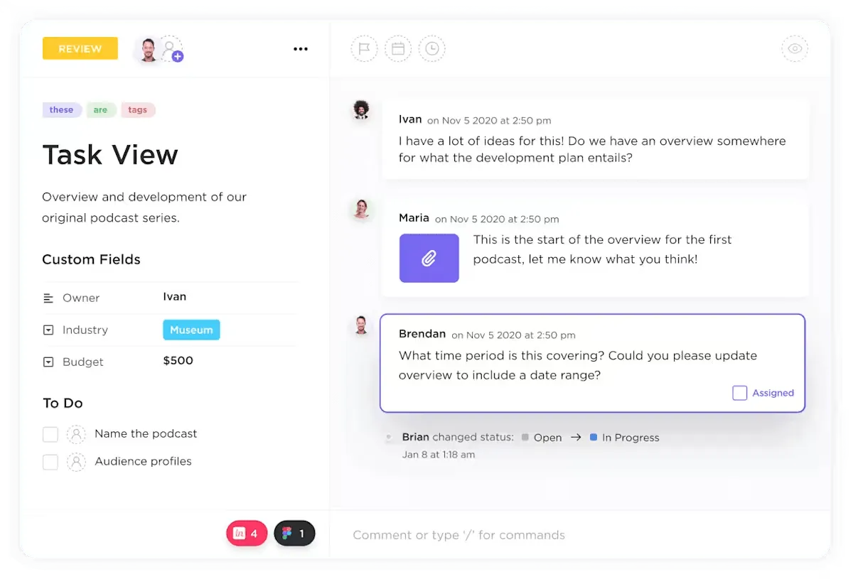 Toegewezen opmerkingen in ClickUp: Slack vs Groupme