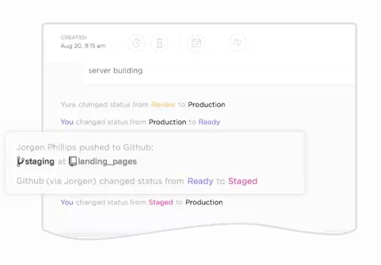 Zentralisieren Sie den Status von Pull Requests und den Entwicklungskontext, indem Sie GitHub oder Gitlab mit ClickUp integrieren.