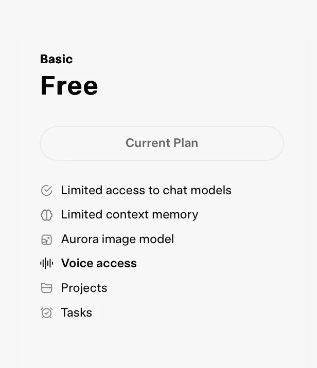Grok AI 기본 Free Plan