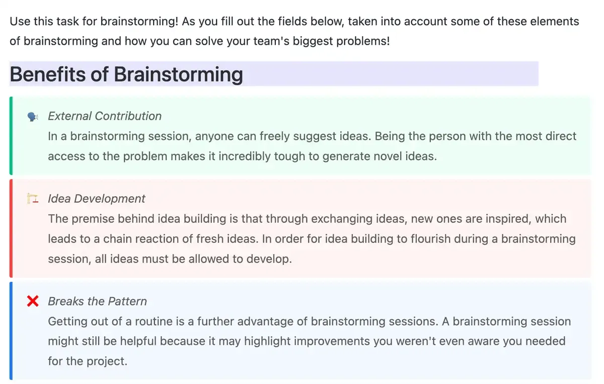 La lluvia de ideas es una de las mejores formas de generar ideas, y esta plantilla te ayudará a hacerlo más fácilmente. Esta plantilla incluye consejos útiles sobre cómo empezar y cómo mantener organizada tu sesión de lluvia de ideas.