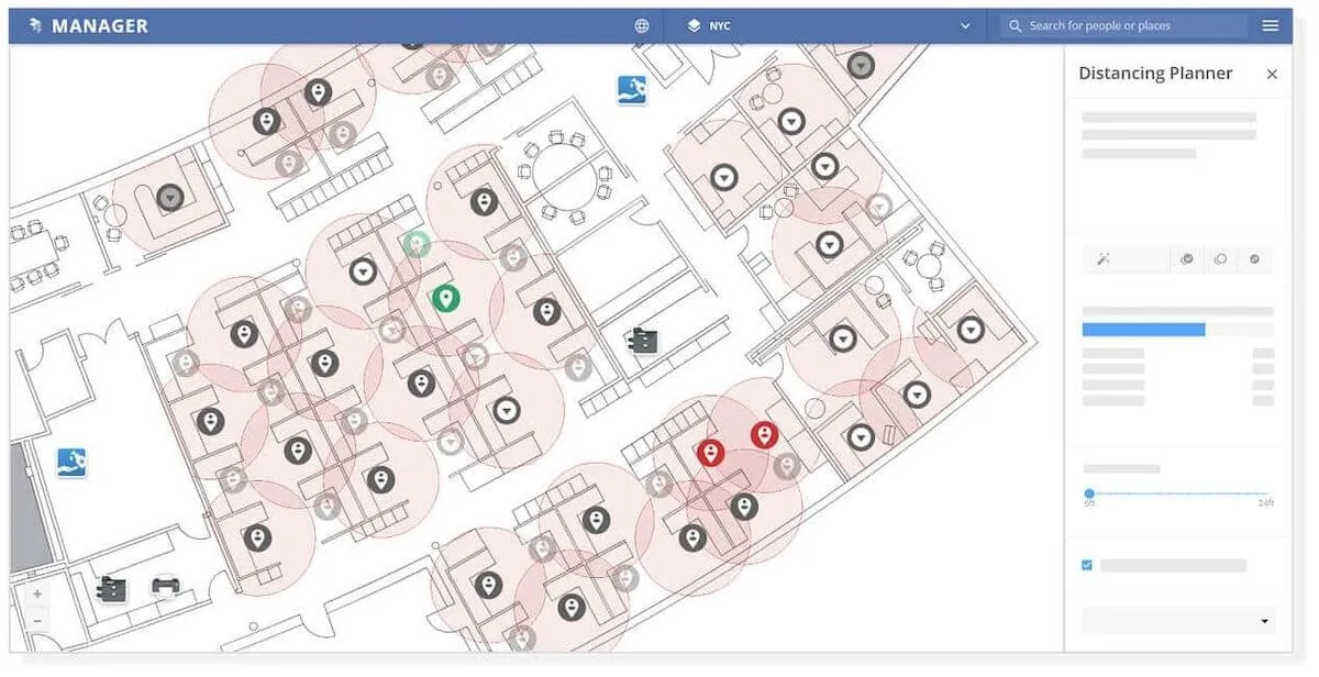 Planejador de distanciamento da OfficeSpace