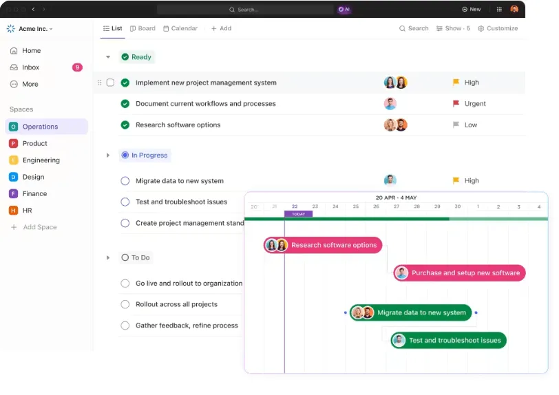 Nền tảng CNTT và PMO của ClickUp