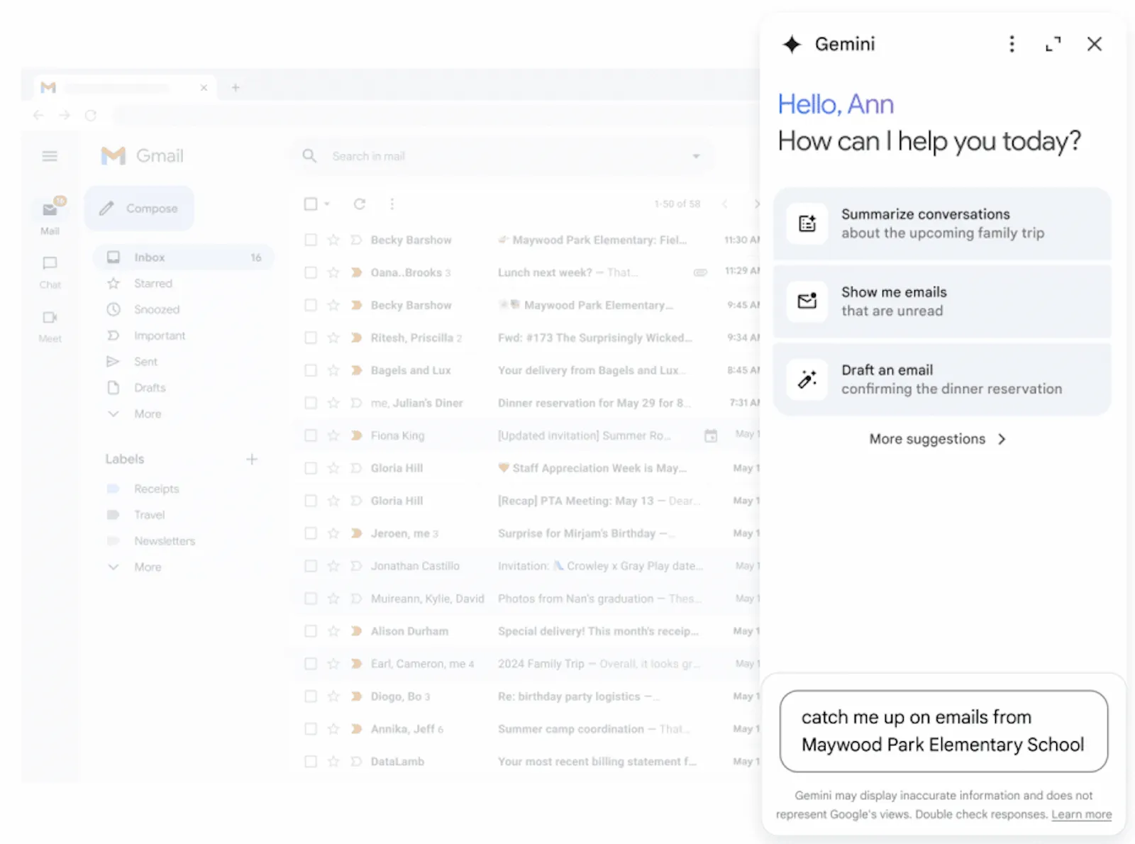 Panneau latéral Gmail