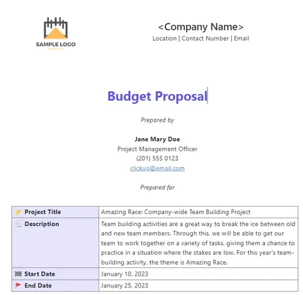 Template Proposal Anggaran ClickUp