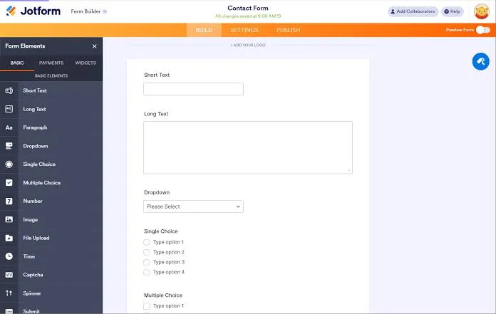 Jotform: Phần mềm mã nguồn mở với kế hoạch miễn phí