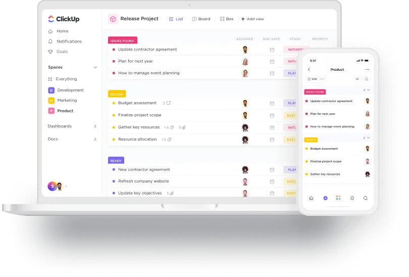 Acceda a su trabajo desde cualquier dispositivo con ClickUp.