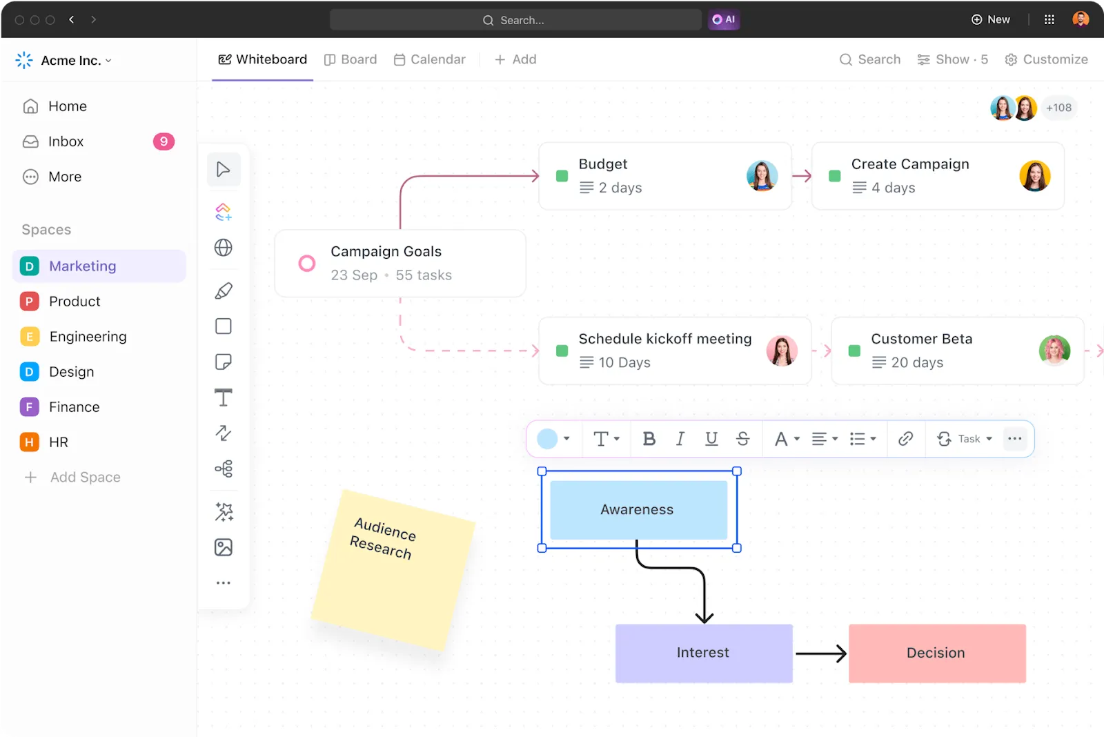 Quadros brancos do ClickUp: como adicionar alguém a uma conversa no Slack