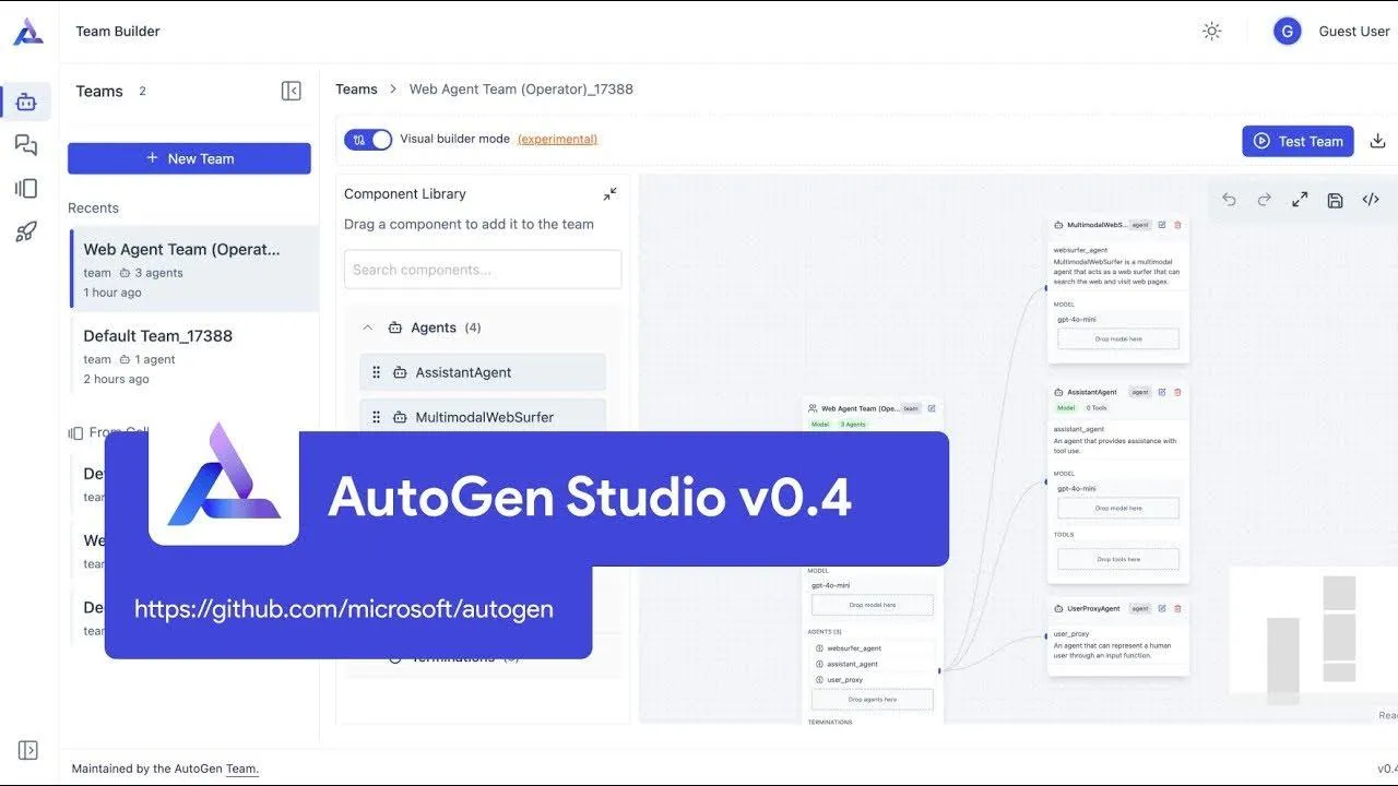 AutoGen (الأفضل للتجارب والأبحاث المرنة متعددة الوكلاء)