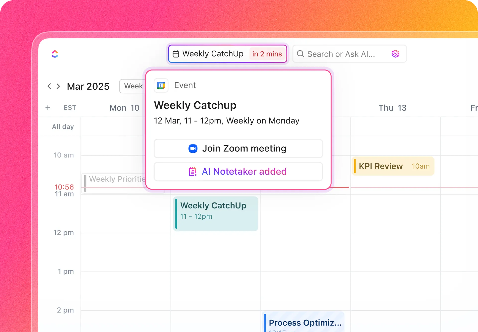 Calendrier ClickUp