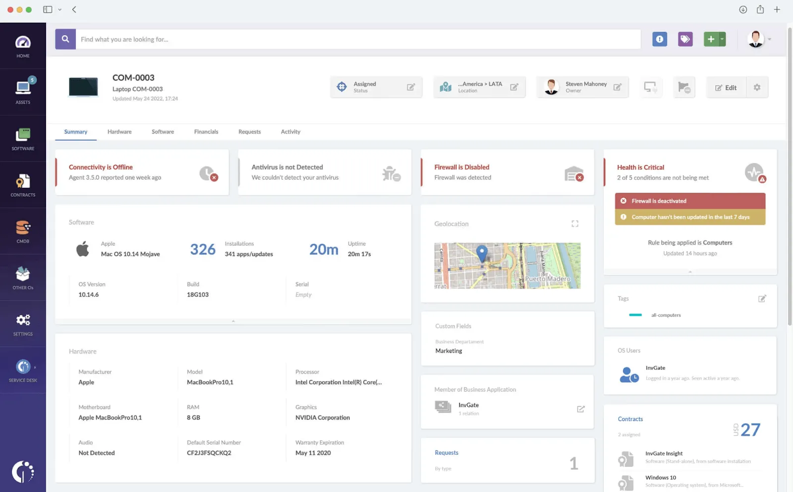 Invgate Insight สำหรับการจัดการสินค้าคงคลังไอที