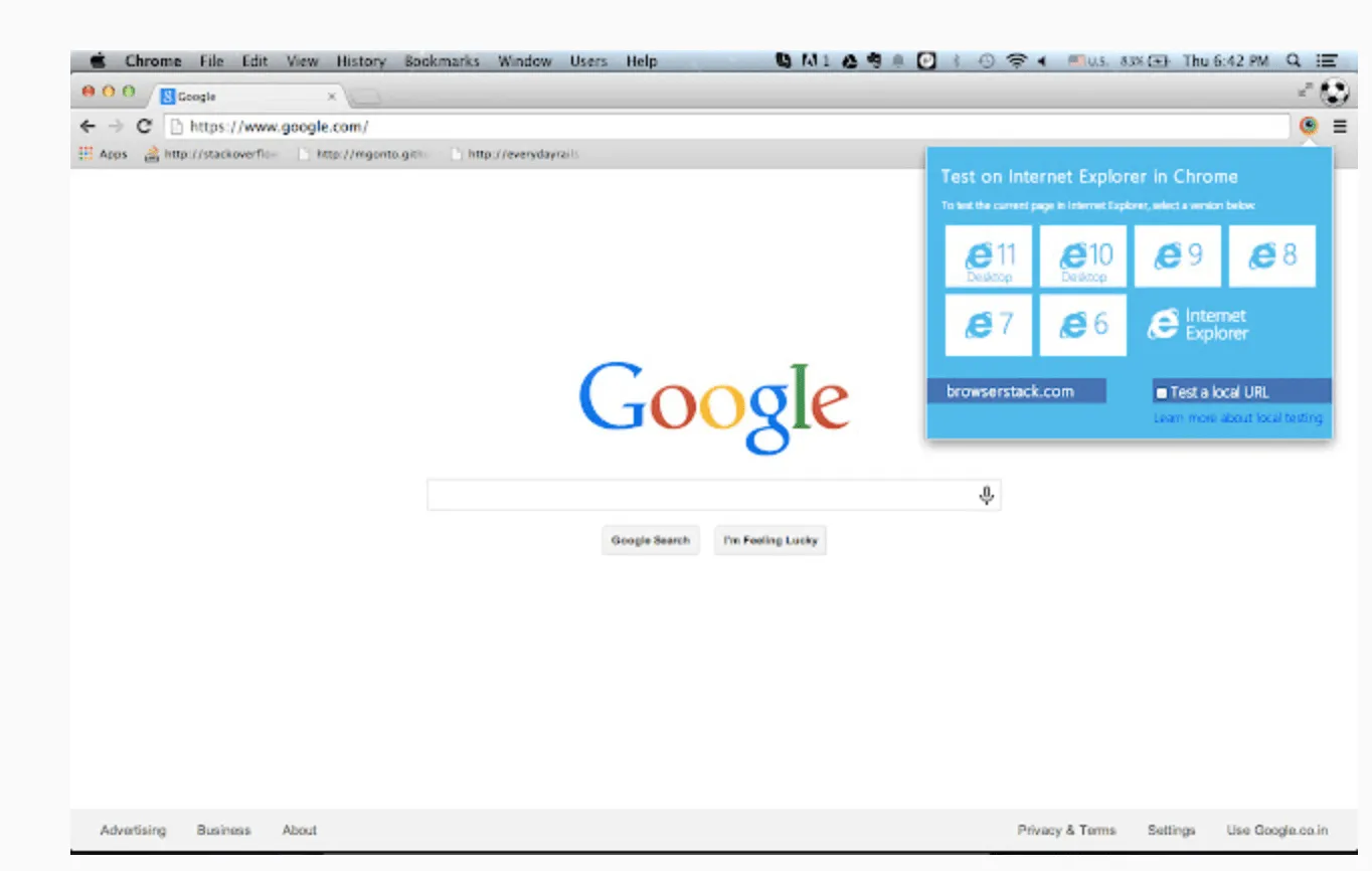 Acelera las pruebas con la extensión Browserstack para Chrome.