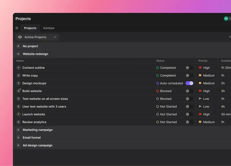 Motion vs Calendly: Funkce Smart Project Manager od Motion