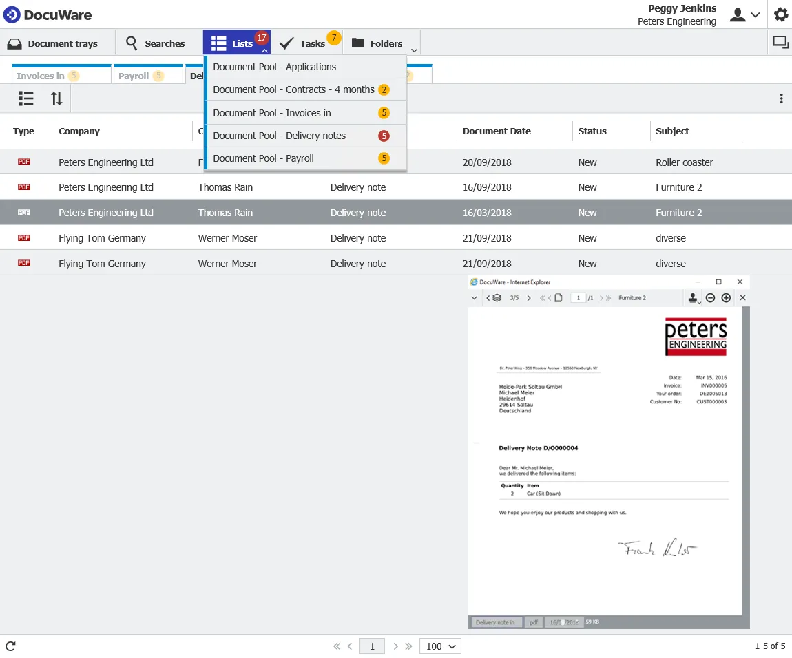 ซอฟต์แวร์จัดการเอกสารองค์กรของ DocuWare